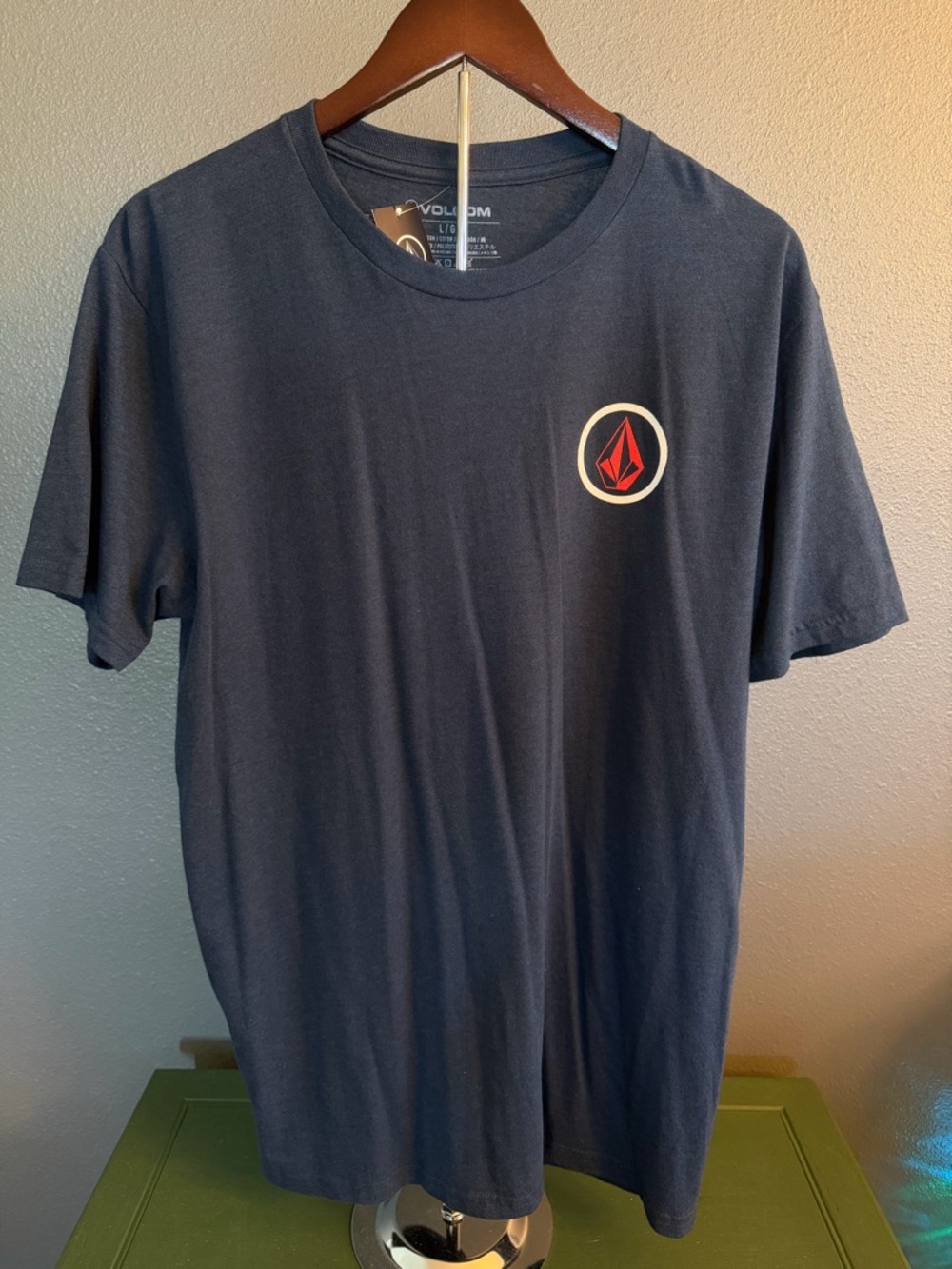 Volcom Navy Short Sleeve Tee with Red Logo